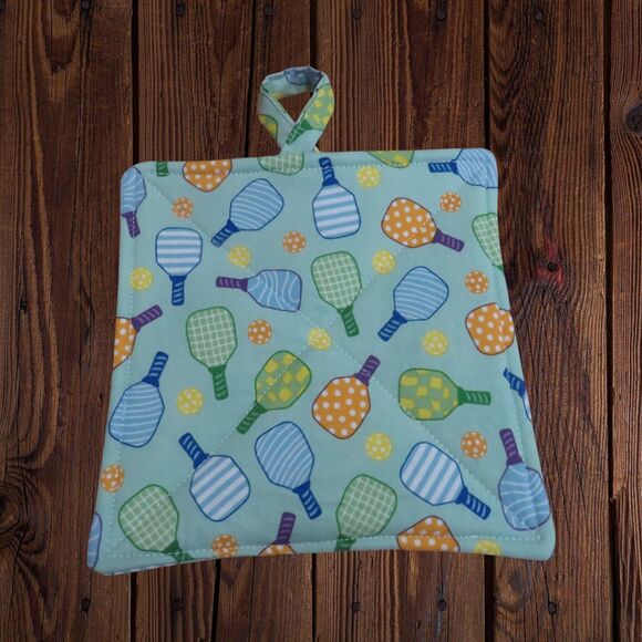Handmade Quilted Potholder, Pickle Ball Hot Pad, Set of 2 - Picture 3 of 6